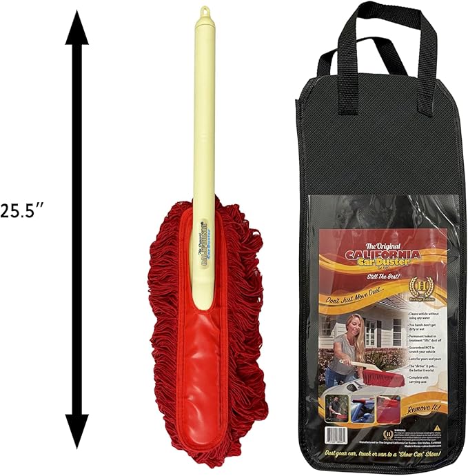 California Car Duster Heritage Car Duster with Plastic Handle and Cotton Mop 86243 Lifts and Removes Dust