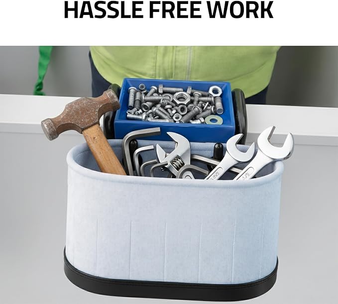 Lineman Bucket Tray for Bucket Truck – Blue Aerial Bucket Lip Tray with Patented Ramp & Magnetic Hardware Holder | Heavy Duty Utility Linework Accessories