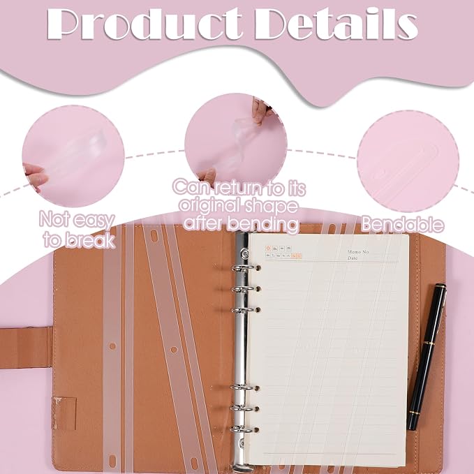 100 Pcs 3 Hole Punched Magazine Holders for Binders 11.6 In Plastic Magazine Organizer 3 Ring Binder Insert Strips Clear Magazine Collector for File Book Craft Paper