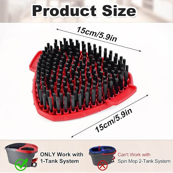Mop Scrub Brush Head for O-Cedar EasyWring, Scrubber Mop Attachment 1-Pack | Upgraded full bristles, no hollow center. Fits O-Cedar EasyWring 1-Tank spin mop. Fits cedar mop replace head scrubber