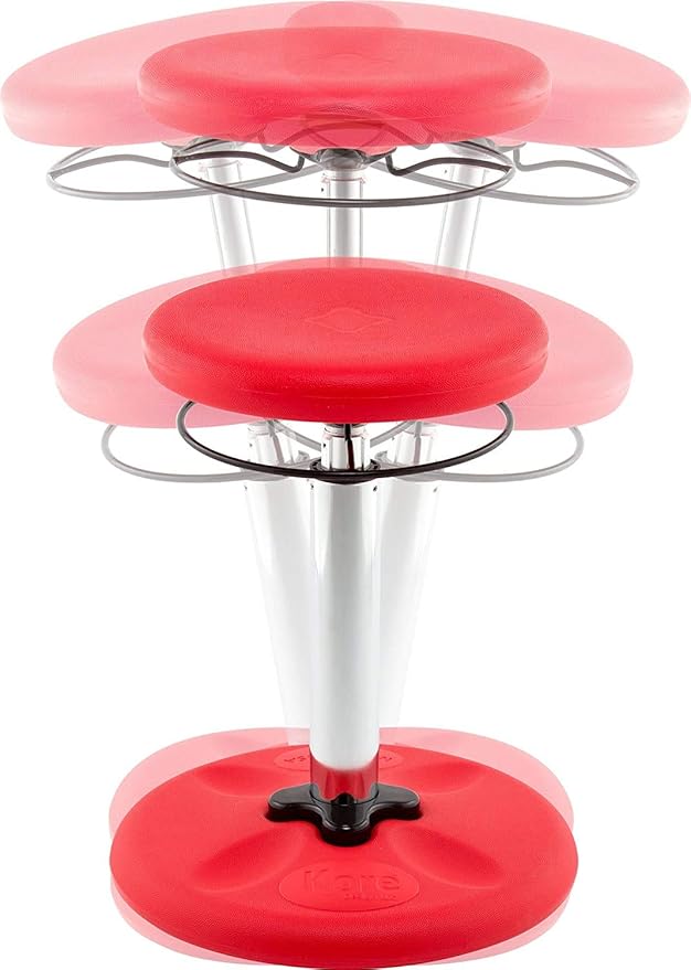 KORE Design Adjustable Wobble Stool Chair, Girls + Boys Kid Desk Stools, Ergonomic Small Office Chairs, Flexible Seating for Active Kids, ADD/ADHD, Classroom, Home, Age 8-12, Tall (16.5-24in), Red