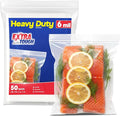 Heavy Duty Zip Seal Lock Sandwich Storage Bags, Reusable Plastic Bag, 6 Mil Thick Poly Freezer Baggies for Travel, Food, Toiletries, 5"x7", Pack 50