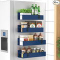 HuggieGems 4 Pack Magnetic Spice Storage Rack Organizer for Refrigerator and Oven, Royal Blue Fridge Organizers and Storage