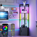 5-Tier RGB Display Cabinet, 65" Tall Corner Shelf Stand with Storage | RGBWIC LED Light, Remote & APP Control, Adjustable Brightness/Color Temp, Floor Lamp Shelves for Living Room, Bedroom