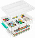 EOENVIVS Clear Stackable Storage Organizer Box with Dividers, Multi-Functional Container for Building Blocks, Toys, Crafts and Tools
