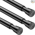 MEXAU 3pack Tension Curtain Rod 33 to 59 Inch，Black Spring Rods Adjustable Curtain Rod No Drill Expandable Spring Loaded Curtain Rod Tension Rod for Kitchen Doorway Closet