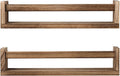 JORIKCHUO Nursery Book Shelves, Set of 2 Wood Floating Book Shelves for Kids Room, Kitchen Spice Rack, or Rustic Wall Mounted Shelves for Farmhouse Bathroom Décor (carbonized)
