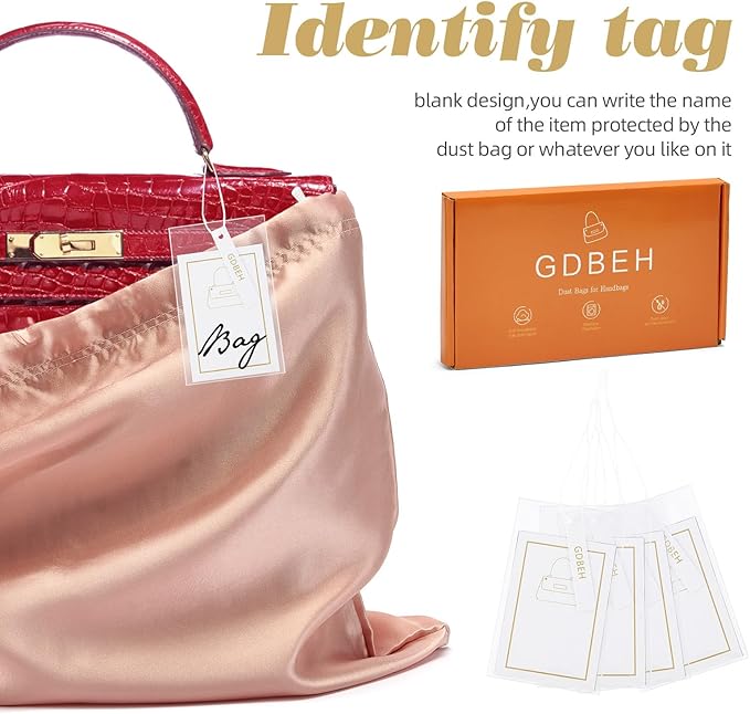3‑Pack Drawstring Dust Bags with ID Labels | Silk Dust Covers, Handbags, Purses
