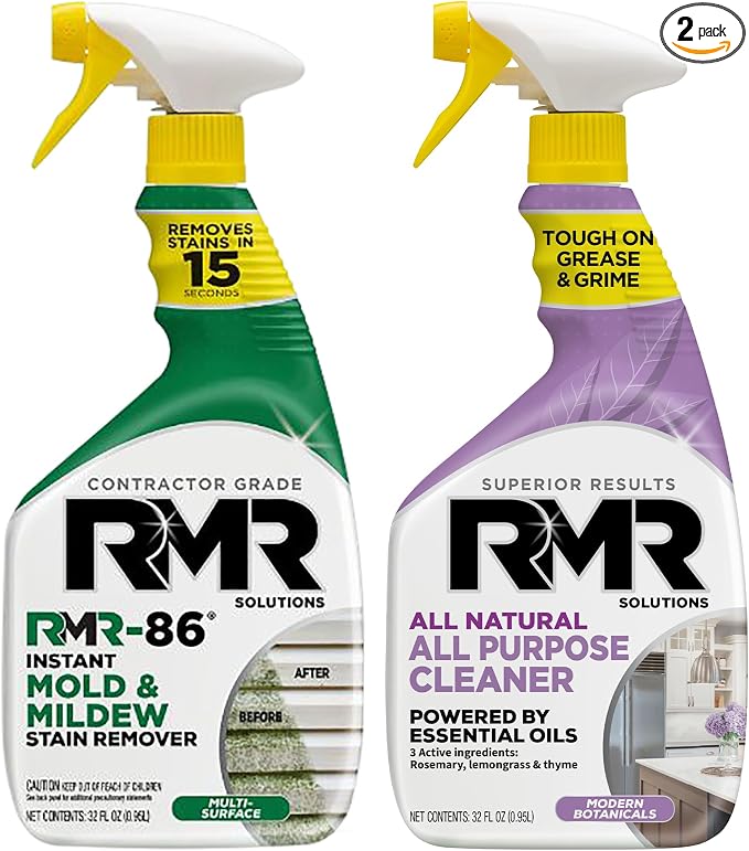 RMR Total Clean Team – Instant Stain Remover + All Natural All Purpose Cleaner, Indoor/Outdoor Cleaning Spray Kit for Kitchens, Bathrooms, Furniture, Siding, & Deck, 2–32 Oz Bottles