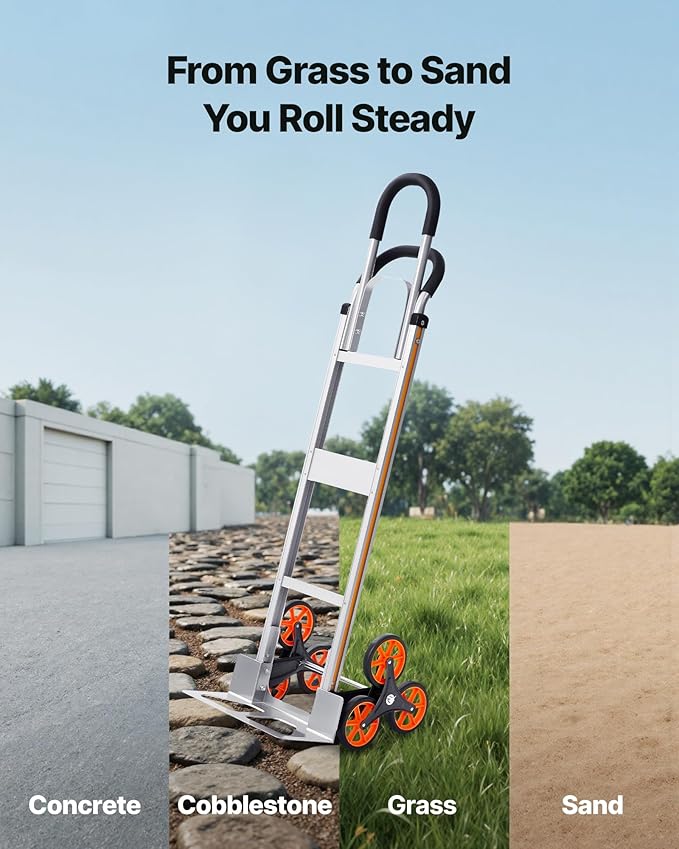 VEVOR 2 in 1 Aluminum Hand Truck 650 lbs, Convertible Hand Truck with 6 Wheels & Dual Handles, Integrated Frame Multipurpose Stair Climber for Home Shopping Moving Warehouse