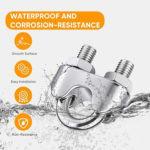 60Pcs 1/8 inch Stainless Steel M3 Wire Rope Cable Clamp,M3 Stainless Steel Thimble, M3 Aluminum Crimping Loop Sleeve for Various Commercial and Industrial(20PCS Each Item)