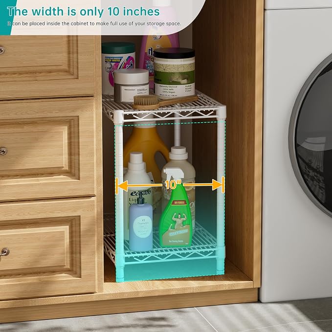 SINGAYE Small 2 Tier Shelves Wire Storage Shelving Adjustable Metal Shelf | Home Storage Small Rack Pantry Closet Unit for Laundry Room Organization Bathroom Kitchen