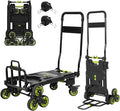 Upgraded 3 in 1 Convertible Folding Hand Truck with Brakes, Hand Truck Dolly Heavy Duty 660lbs Capacity, Stair Climbing Cart with Adjustable Shovel Board and Fixed Handle for Moving