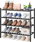 viewcare 4-Tier Black Bamboo Shoe Rack for Entryway, Stackable | Foldable | Natural, Shoe Organizer for Hallway Closet, Free Standing Shoe Racks for Indoor Outdoor