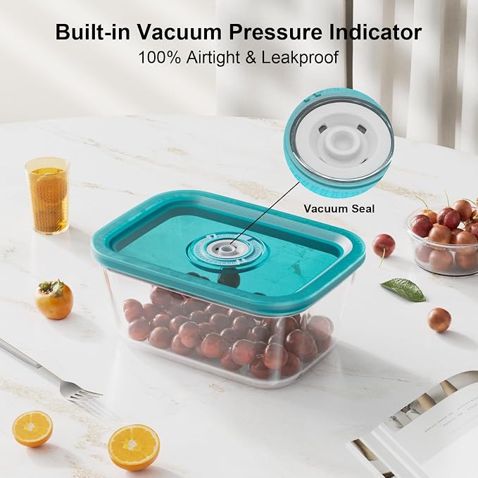 Gasbye 2-Pack Vacuum Food Containers -24oz & 39oz, Specifically designed for 𝗚𝗮𝘀𝗯𝘆𝗲 Food Sealer, Air Suction Hose Included, Leak-proof, BPA-free for Food Storage, Marinating, Freezing, Meal Prep