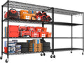 PrimeZone 2 Packs 55.5" W x 24" D x 80" H Heavy Duty Wire Storage Shelves with Wheels, 4 Tier Adjustable NSF Commercial Garage Shelving Unit, Rolling Metal Organizer Shelf Rack for Warehouse, Pantry