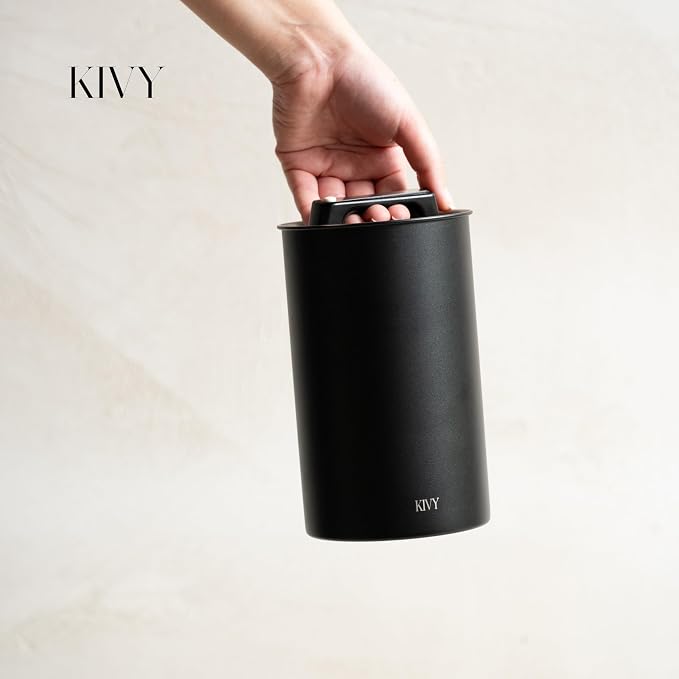 KIVY Vacuum Seal Coffee Canister (Glass) - Coffee Canister with Airtight Lid - Airtight Coffee Jar - Air Tight Coffee Container - Vacuum Storage