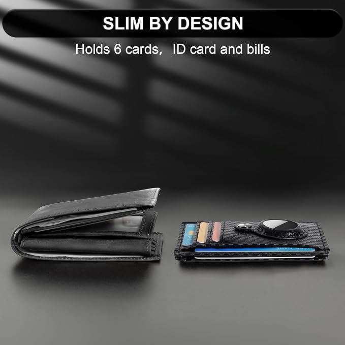 Slim Minimalist Front Pocket Air Tag Wallet, RFID Blocking Card Holder Wallet with Airtag Holder