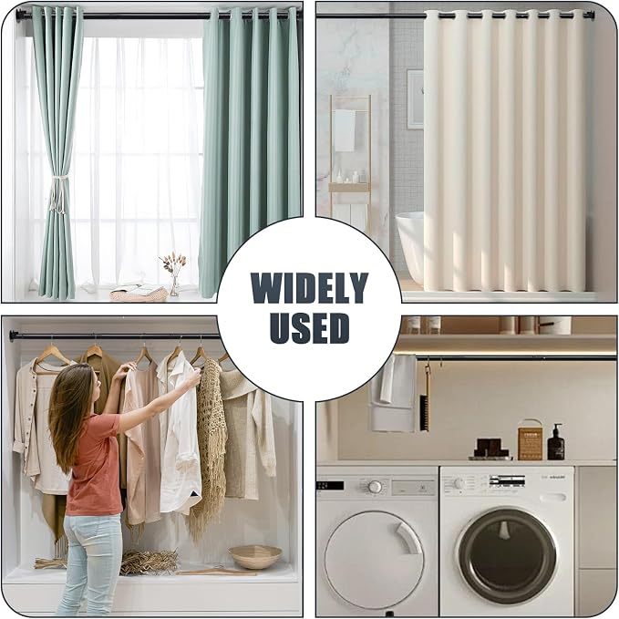 Closet Rods for Hanging Clothes, 16 to 84 Inches Closet Rod, Black Closet Hanging Rod, Adjustable Rod for Closet to Hang Clothes Heavy Duty Clothing poles for Closet, Wardrobes, Laundry, RV