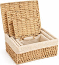 1PC Woven Storage Basket with Lid for Shelf-Khaki Medium | Bathroom, Closet & Shelf Storage Basket, Sewing & Towel Basket, Blanket & Toy Storage, Woven Basket with Liner