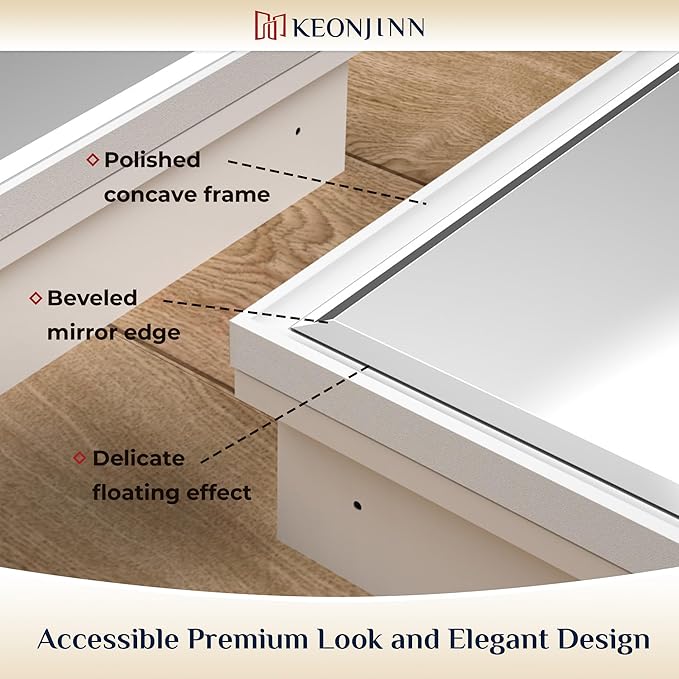 Keonjinn 24” x 30” White Bathroom Medicine Cabinets with Mirror Recessed or Surface Wall-Mounted Aluminum Alloy Metal Framed Beveled Bathroom Mirror, Large Single Door Farmhouse Storage Cabinet Mirror