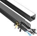 Yecaye 2 Pack Cable Management, 31in X-Large PVC Under Desk Cable Management, No-Drill Cord Hider Open Slot Wire Raceway for Computer/TVs/Networks, Cord Organizer Black
