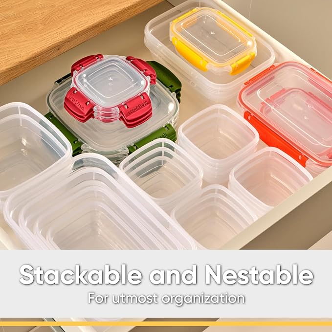Superio Plastic Food Storage Container with Airtight Lid- 16 Oz, BPA Free, Leakproof, Stackable, Microwave, Dishwasher and Freezer Safe, Orange