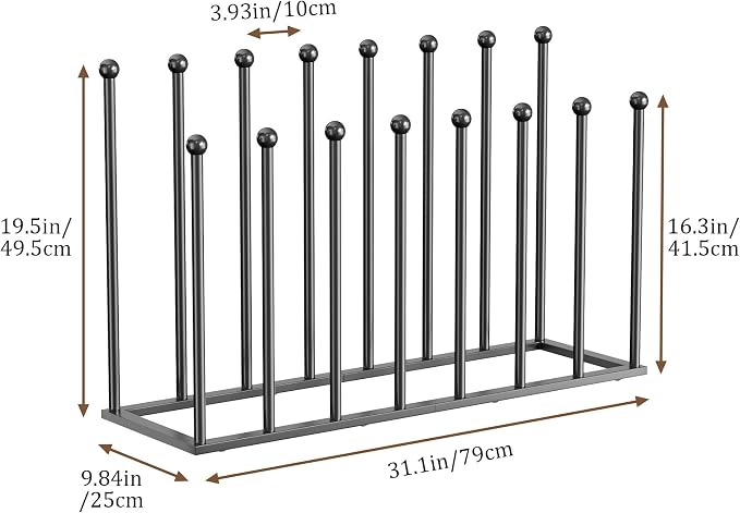 pickpiff Free Standing Shoe Racks - 19.5 Inch Black Metal Boot Rack Organizer Tall Boots for Dorm Room, Closet, Entryway, Bedroom, Patio Outdoor, Hallway, Black, Shoe Storage Fit for 8 Pairs