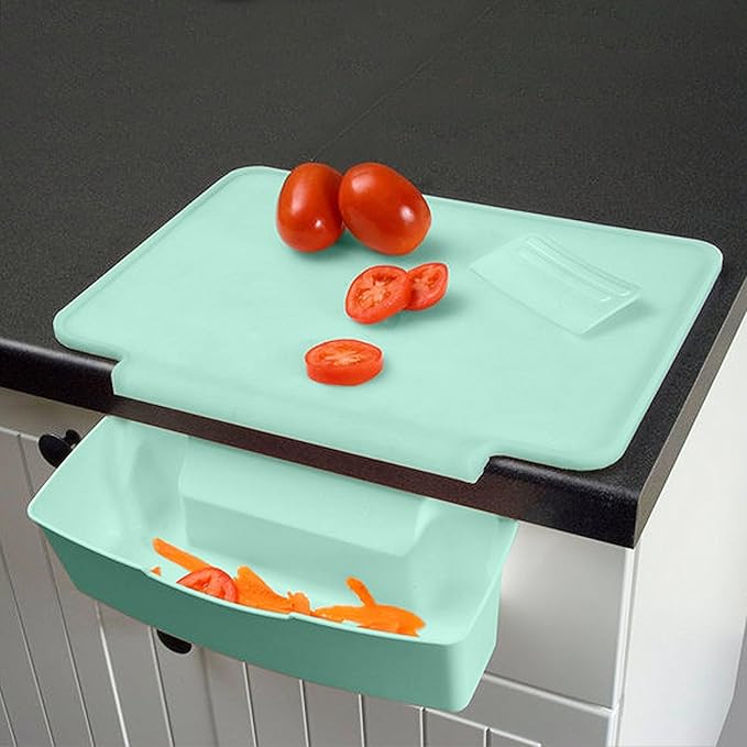 Performance Cutting Board Counter Catcher Dishwasher Safe Home Kitchen Tools Set, Vintage Teal