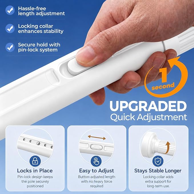 ALLZONE Adjustable Tension Curtain Rod, 40-157 inches, Heavy Duty Curtain Rods No Drilling, Anti-Slip Tension Rod for Window, Shower, Outdoor & Patio, Easy to Install, 1.26In Diameter, White