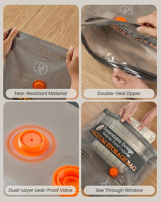 20 Pack Vacuum Storage Bags for Travel with Rechargeable Cordless Pump, Vacuum Seal Bags for Clothing Travel, Travel Essentials Space Saver Bags for Luggage