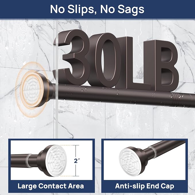 ENJOYBASICS 2 Pack Adjustable Spring Tension Curtain Rods 32 to 66 Inches, Stainless Steel Bronze Shower Rod No Drilling for Window, Bathroom, Closet, Room Divider, 7/8" Diameter