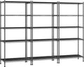 Romorgniz 5-Tier Shelf 1010LBS Storage Shelves Adjustable Wire Shelving,Tool-Free Assembly,Metal Shelving Unit for Kitchen Pantry Closet Laundry Bathroom 59" Hx21.7 Wx13.8 D,Black,3P