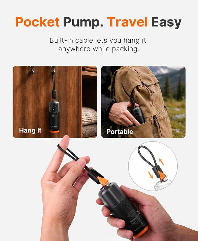 Vacbird 15-Pack Travel Vacuum Storage Bags with Dual Power Electric Pump, Space Saver Compression Bags for Clothing, Carry-On Luggage and Suitcase Packing, Rechargeable Battery & Direct USB Power