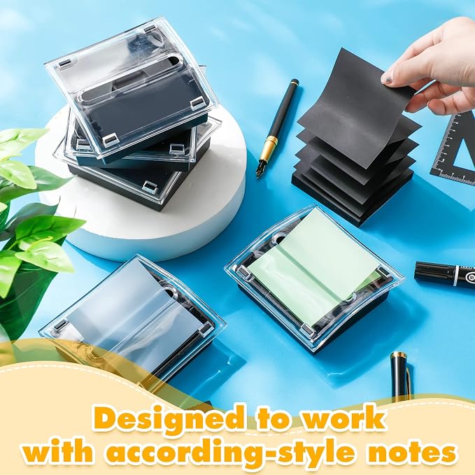 Mimorou 16 Pcs Pop Up Sticky Note Dispenser Acrylic Sticky Note Dispenser with Black Base Clear Top Fit for 3 x 3 Inches Pop Up Notes Holder for Desk School Office Home Shop Memo Gifts