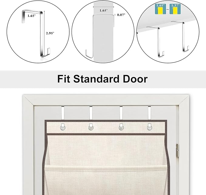 SLEEPING LAMB Over The Door Shoe Organizer for Closet with Large Deep Pockets, Narrow Shoe Rack for Door Hanging Boots Storage, Beige