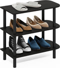Furinno Turn-N-Tube 3-Tier Toolless Narrow Shoe Rack, Espresso | 11.7 x 23.6 x 21.9, Small Shoes Organizer, Shoe Rack Storage with Curved Organizer, for Closet Entryway, Office, Garage