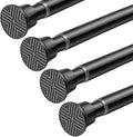 4Pack Small Tension Rods 16-38Inch Black Tension Rod Adjustable Curtain Rod No Drilling Spring Rods for Windows Short Tension Rods for Doorway,Closet,Window