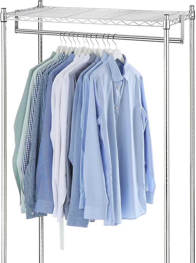 Threehoney 2 Pack Wire Shelving Garment Hanger Bar Wire Shelving Accessories Industrial Closet Clothes Rods for Home Retail Store(Silver,48 Inch)