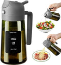SWEET VIEW Olive Oil Dispenser and Oil Sprayer 16oz/470ml | Glass Light-Proof Oil Pourer for Kitchen Air Fryer, Cooking, Salad, and BBQ, with Stickers