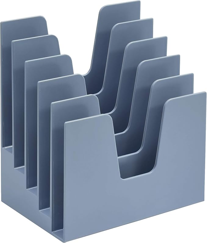 Acrimet 5 Section Incline File Sorter Organizer, Desktop Mail Holder, Blue | Durable Plastic, Space-saving Design, Easy Document Access, Ideal for Office, Home and School Use