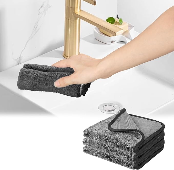 Shiny Wipes Shower Cleaning Cloths, 2pcs Shiny Drying Towel, Super Absorbent Microfiber Bath Towels, Fast Drying Shower Towels, Microfiber Towels for Cars (2pack, 15.74 * 15.74 INCH)