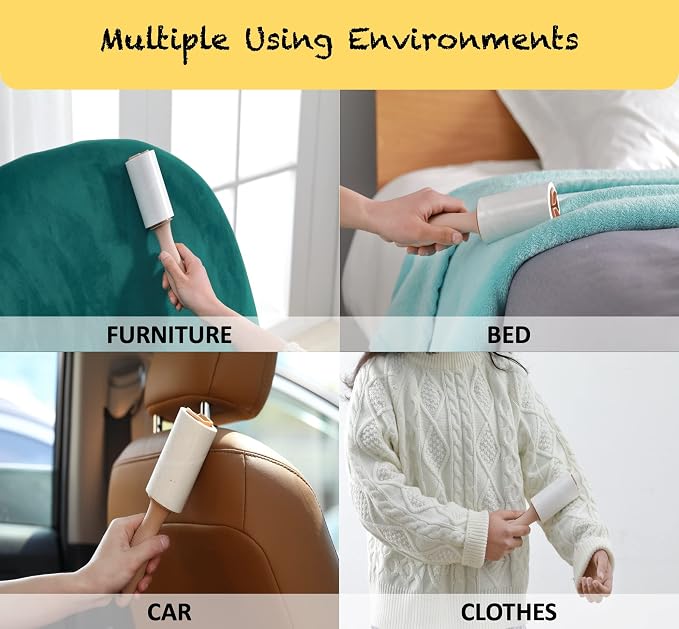 Lint Roller Refills 4", 600 Easy Tear Sheets, for Evercare, Extra Sticky | 6-pack, 100 sheets each. 3 Durable Ergonomic Handles. Removes pet hair, lint, dust from clothes, furniture & cars.