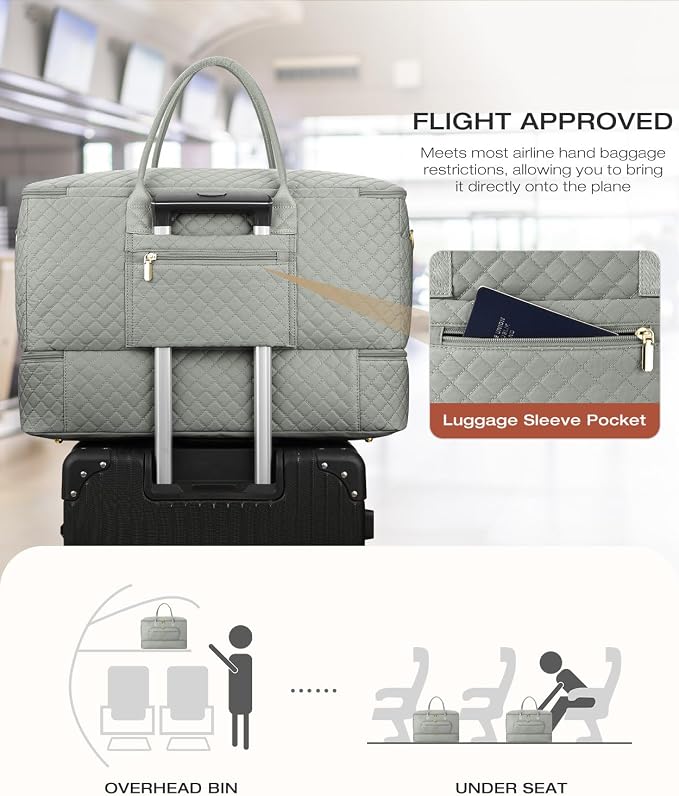 Travel Duffle Bag, Wide Open Large Weekender Bag for Women with Shoe Compartment, Carry on Overnight Bags with Toiletry Bag, Hospital Bag for Women Labor Delivery with Wet Pocket (Dark Green)