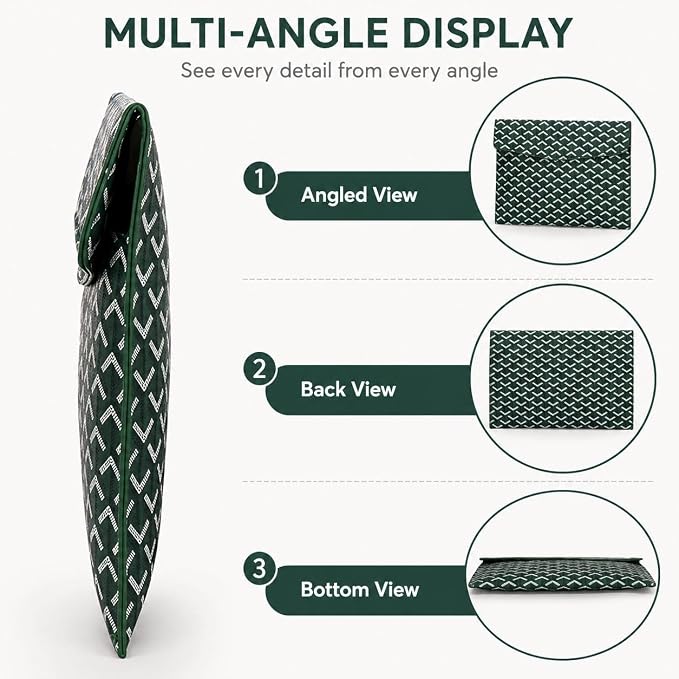Designer A4 Padfolio Document Organizer Sleeve – Fits A4 Paper, MacBook, iPad & Tablets – Magnetic Closure, Slim & Scratch-Resistant – Ideal for Office, School, Students & Professionals (Green)