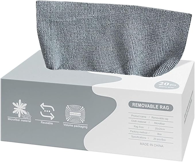 Microfiber Cleaning Cloths in Box, 20 Pack Extract Towels, Lint Free Reusable Rags for Household Kitchen Cleaning, Ultra Absorbent Multi-Purpose Wipes for Car Wash Detailing (03)