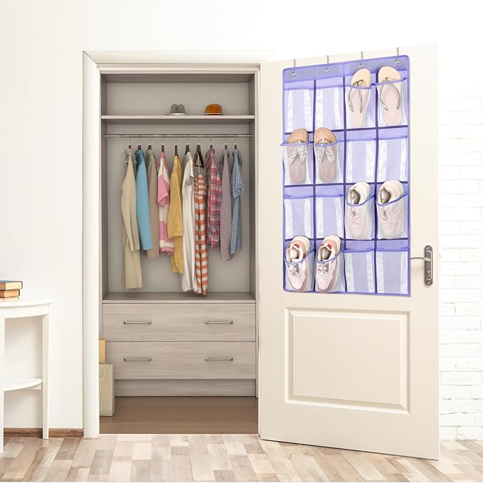 F-color Over the Door Organizer for Cruise - 16-Pocket Hanging Organizer | Tool-Free Mount with 4 Metal Hooks, See-Through Mesh Pockets, Lightweight & Foldable, Space-Saving for Travel and Daily Use