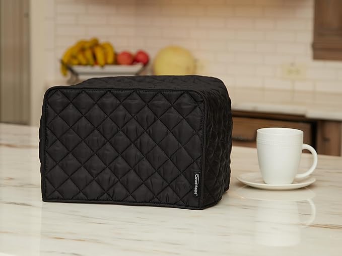 Covermates Keepsakes Rectangular Appliance Cover – Quilted Kitchen Appliance Cover for Countertop Storage – Dust Protection – Stain Resistant – Washable – Slip-On Appliance Design, Black