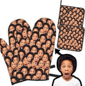 Custom Oven Mitts and Pot Holders Personalized with Your Face, Baking Gifts for Women for Kitchen Cooking, BBQ, Grillin-Style1, 2 Oven Mitts+ 2 Pot Holders