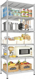 Xcity Storage Shelves, 6 Tier Heavy Duty Metal Shelving Unit, 2400 LBS Adjustable Steel Wire Shelf for Commercial, Pantry, Kitchen, Garage, 14" D x 30" W x 70" H, Chrome
